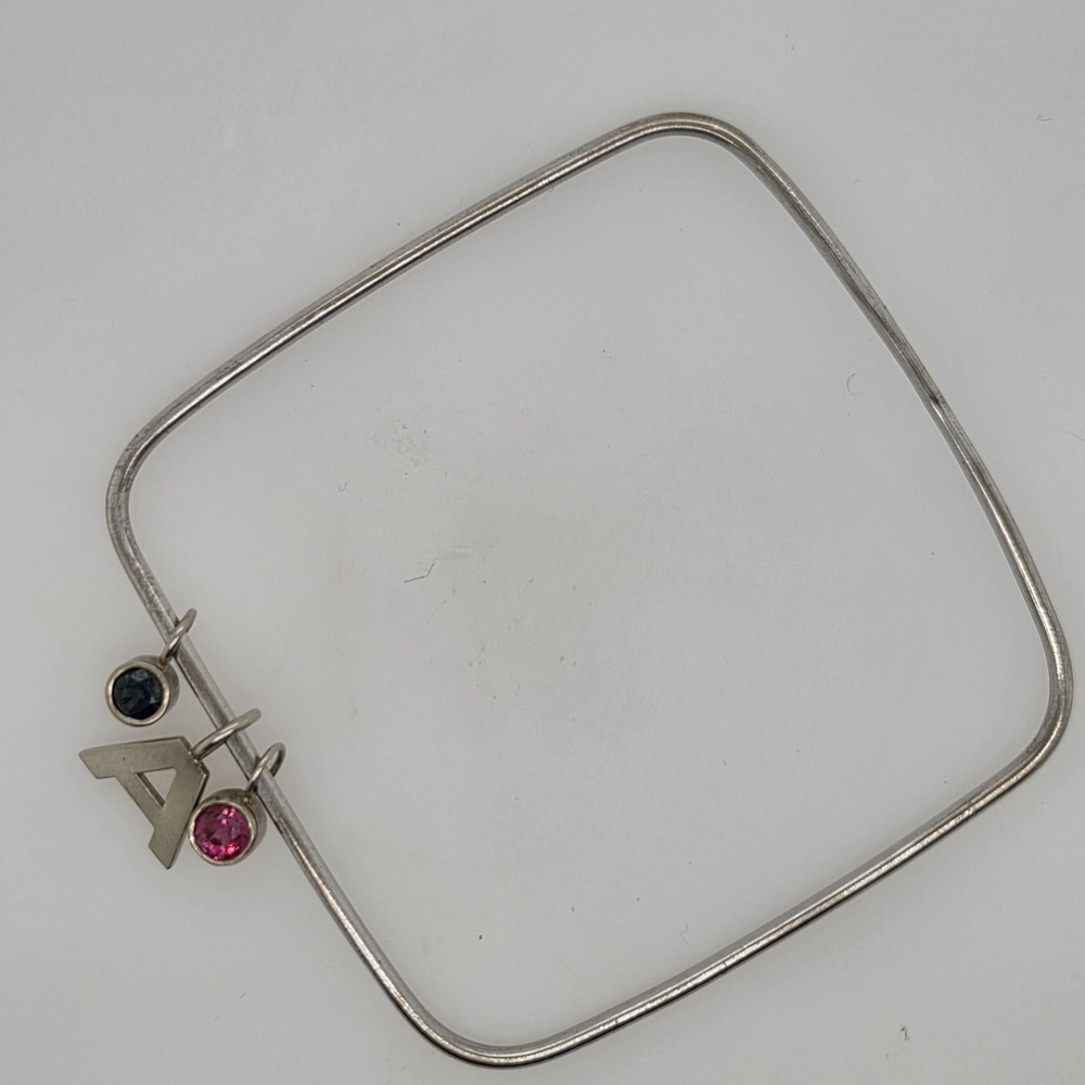 14K White Gold & Sapphire Square Bracelet